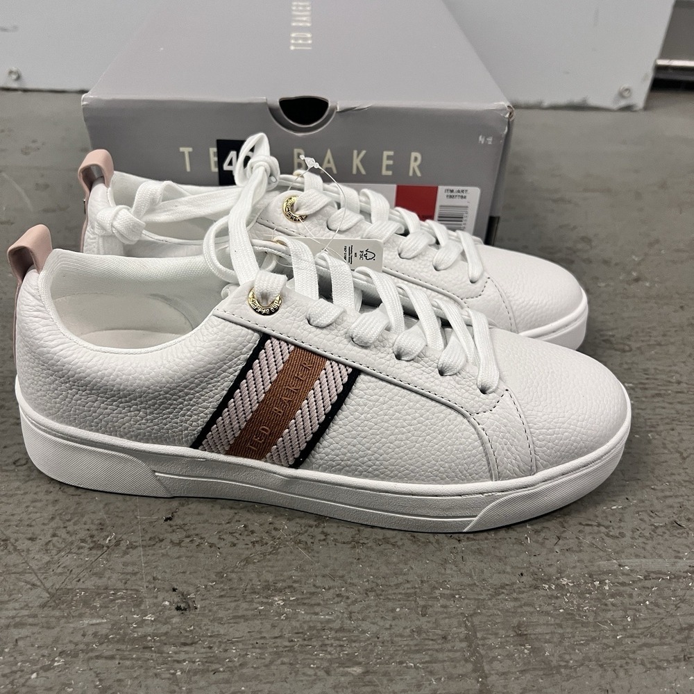 Ted Baker Women's White Leather Low Top‎ Sneakers Lace Up Casual Shoes US 6.5